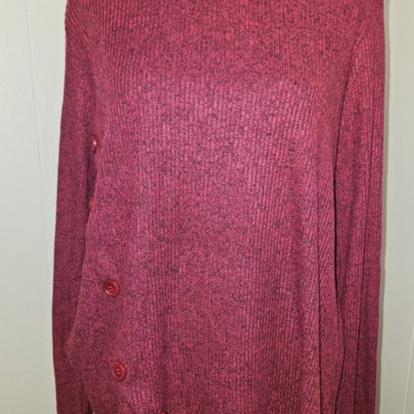 * STUDIO 1886 Maroon Button Trim Accents Turtleneck Tunic Ladies L 12 14 - Picture 3 of 6